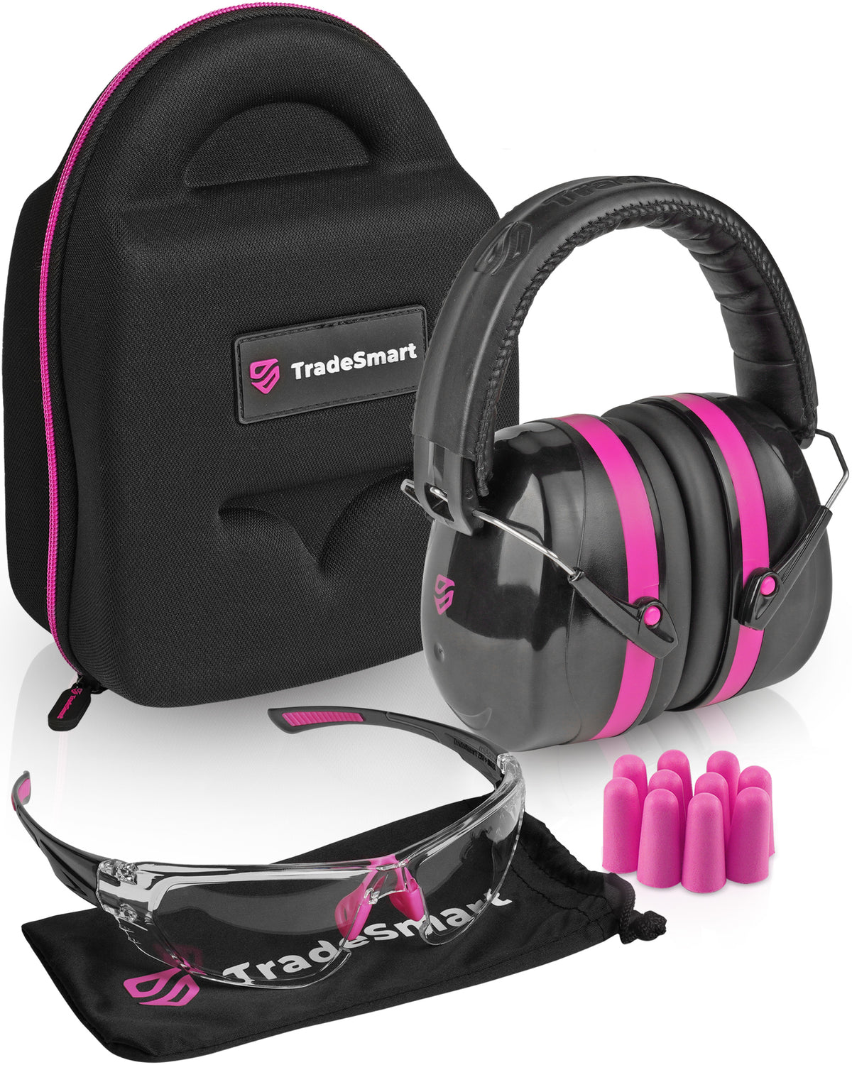 TradeSmart All-in-One Shooting Ear Protection - Comfort+ NRR 28 Earmuffs, Glasses &amp; Earplugs + Carry Case