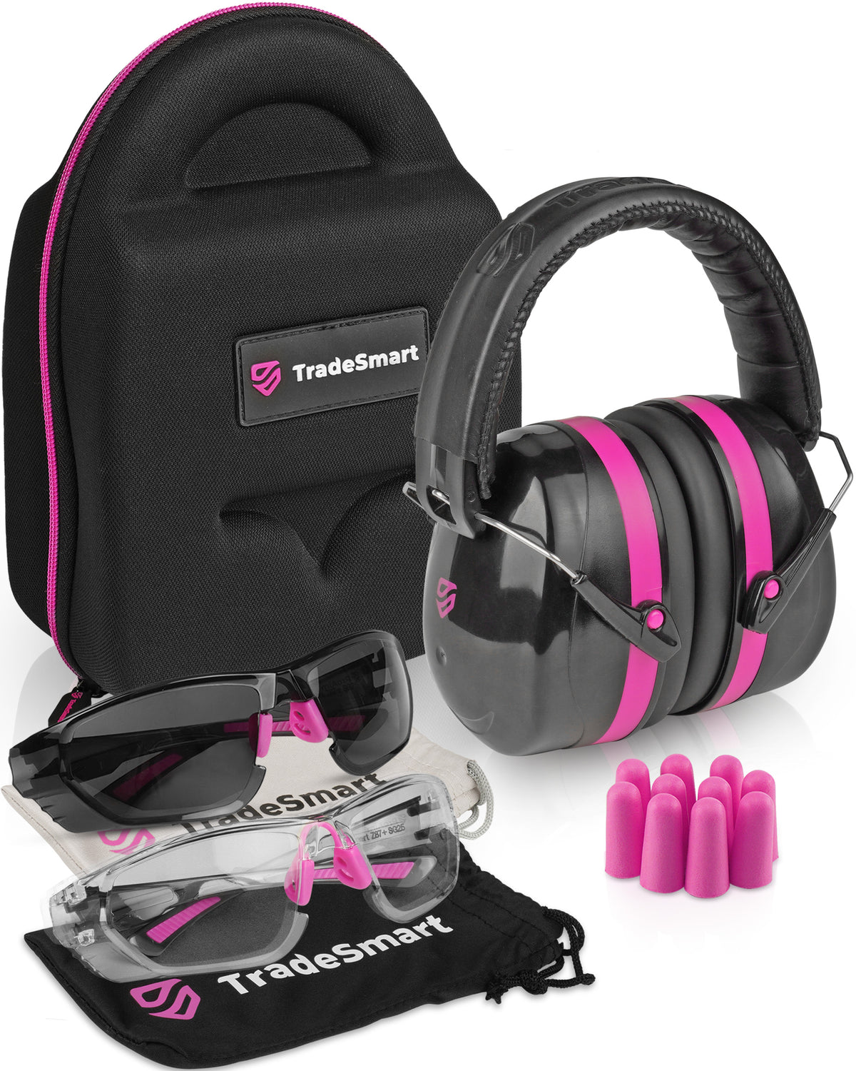 TradeSmart All-in-One Shooting Ear Protection - Comfort+ NRR 28 Earmuffs, Glasses &amp; Earplugs + Carry Case